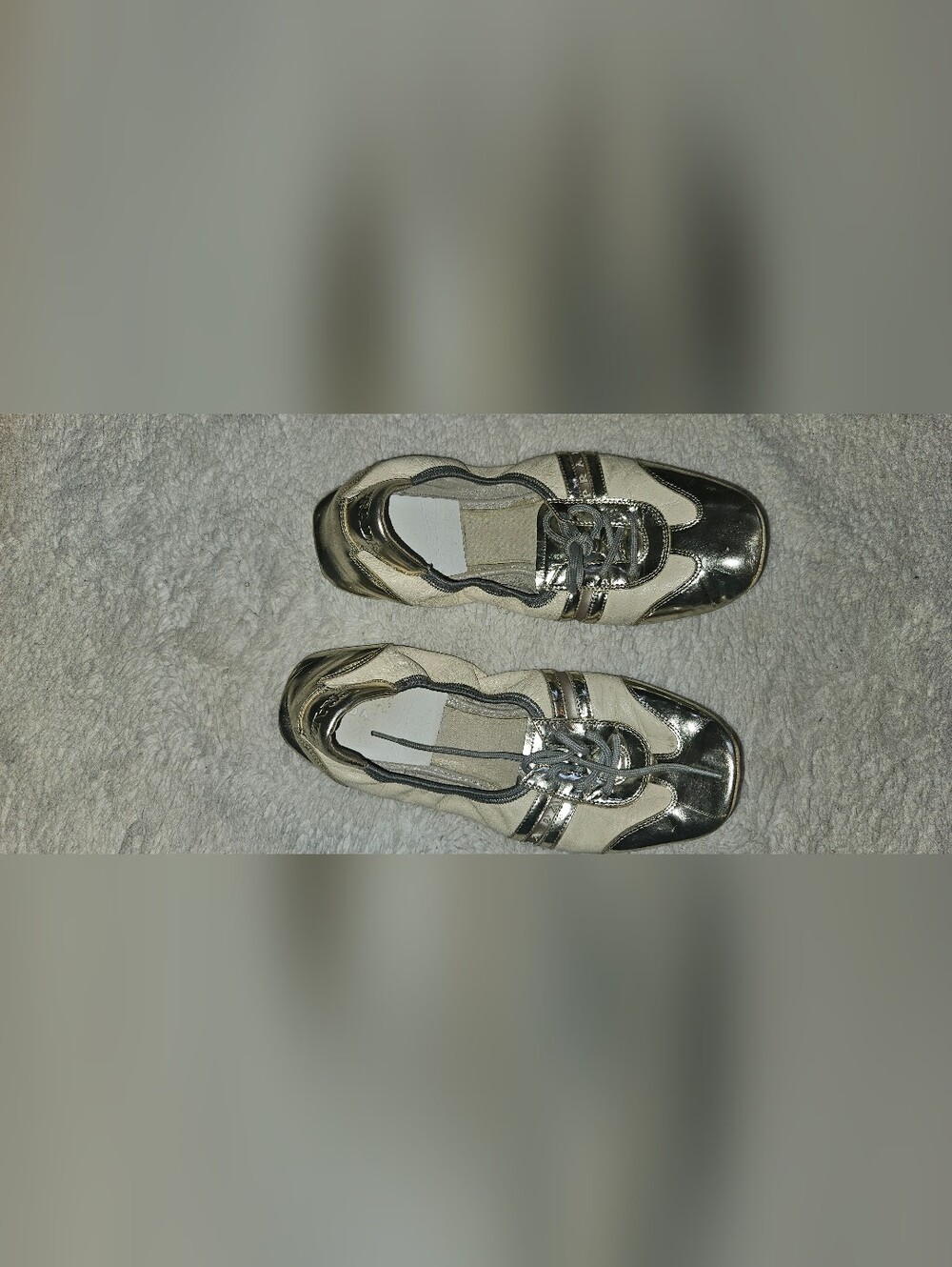 Prada Metallic Silver and Cream Lace-Up Sneakers